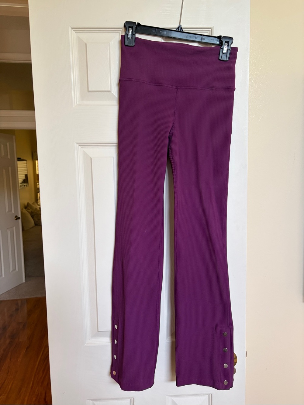 Athleta Elation Snap Ribbed Leggings in Deep Plum